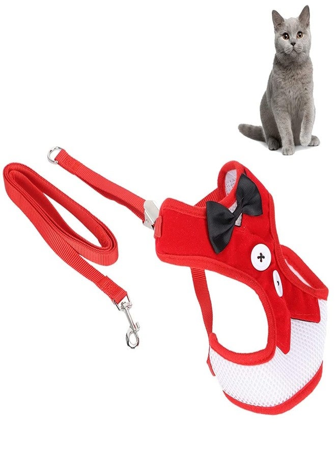 Lampostick Cat Harness with 1.5m Leash, Cat Belt Adjustable Size Breathable Cat Vest Strap with Safety Reflective Strip, Cat Leash with Harness for Small Cat and Dog (M, Orange) - Image 1